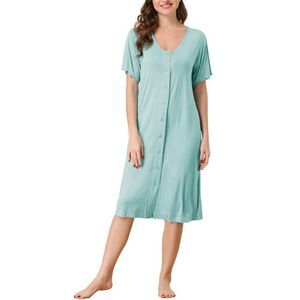 Cheibear -  Women's Idea Gift for Mom Nightgown Butto Green